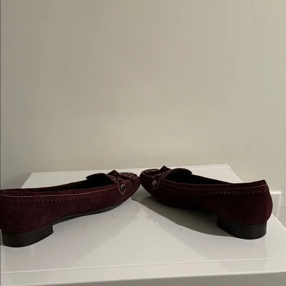 ANTONIO MELANI Maroon Leather Loafers with Studded Detail Size 6 - Picture 5 of 9